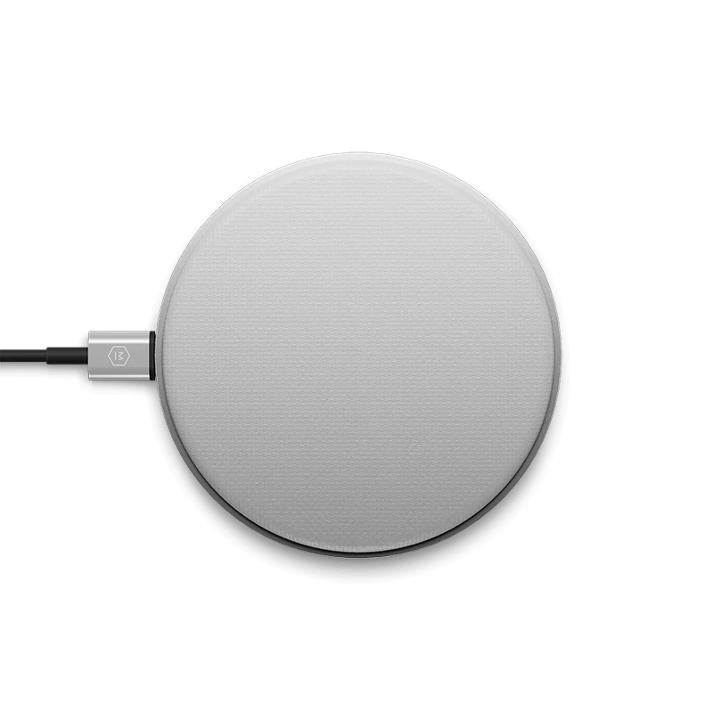 MC100 Wireless Charge Pad (Silver Aluminum / Grey Coated Canvas)